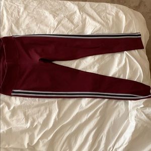 Burgundy Striped Leggings
